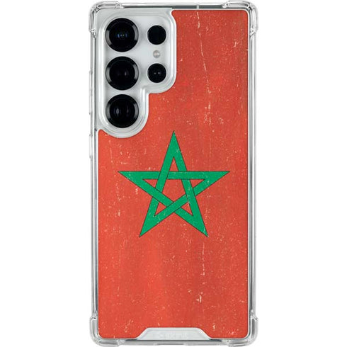 Morocco Flag Distressed Galaxy S25 Ultra Clear Case